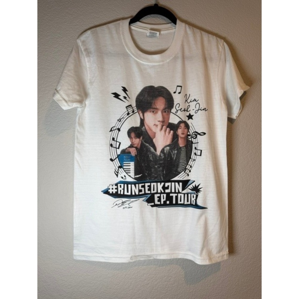 BTS Jin Kim Seok-jin‎ RunSeokjin EP Tour Graphic T-Shirt White Mens Small AAA